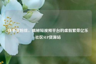 快手买粉丝，揭秘短视频平台的虚假繁荣亿乐社区SUP货源站