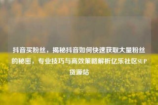抖音买粉丝，揭秘抖音如何快速获取大量粉丝的秘密，专业技巧与高效策略解析亿乐社区SUP货源站