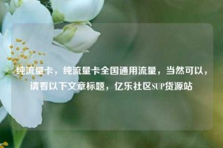 纯流量卡，纯流量卡全国通用流量，当然可以，请看以下文章标题，亿乐社区SUP货源站