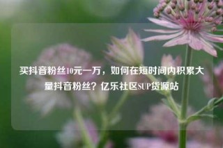 买抖音粉丝10元一万，如何在短时间内积累大量抖音粉丝？亿乐社区SUP货源站
