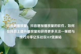 抖音刷播放量，抖音增加播放量的软件，如何在抖音上提升播放量和获得更多关注—策略与技巧分享亿乐社区SUP货源站