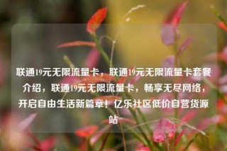 联通19元无限流量卡，联通19元无限流量卡套餐介绍，联通19元无限流量卡，畅享无尽网络，开启自由生活新篇章！亿乐社区低价自营货源站