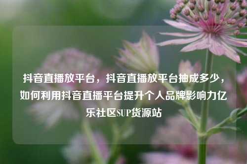 抖音直播放平台	，抖音直播放平台抽成多少，如何利用抖音直播平台提升个人品牌影响力亿乐社区SUP货源站  第1张