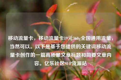 移动流量卡，移动流量卡19元360g全国通用流量，当然可以。以下是基于您提供的关键词移动流量卡创作的一篇高质量文章标题和简要文章内容	。亿乐社区SUP货源站  第1张