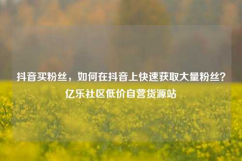抖音买粉丝	，如何在抖音上快速获取大量粉丝？亿乐社区低价自营货源站  第1张