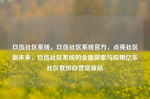 玖伍社区系统	，玖伍社区系统官方，点亮社区新未来，玖伍社区系统的全面探索与应用亿乐社区低价自营货源站  第1张