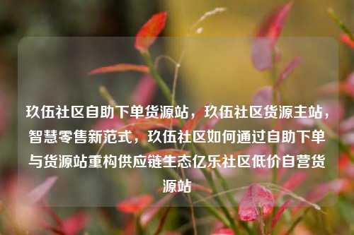 玖伍社区自助下单货源站，玖伍社区货源主站	，智慧零售新范式，玖伍社区如何通过自助下单与货源站重构供应链生态亿乐社区低价自营货源站  第1张